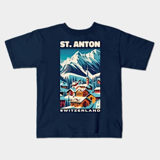 A Vintage Travel Art of St Anton - Switzerland Kids T-Shirt